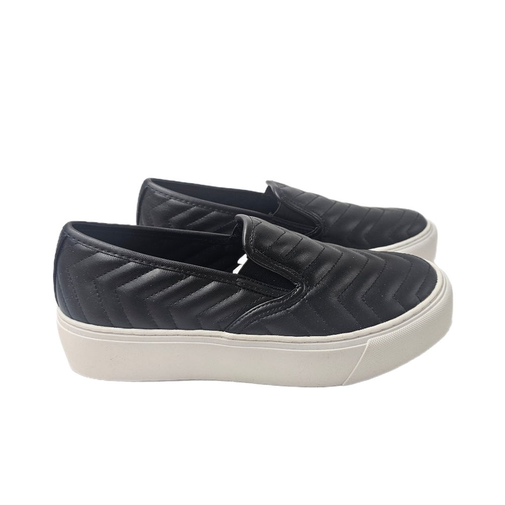 Wild Pair Milann Black Quilted Slip On Platform Sneakers Womens 8